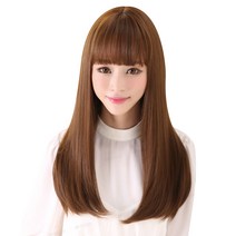 뿌이뿌이가발 여성 긴 생머리 통가발 코즈, 밀크브라운, 1개