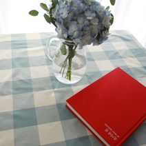 바이아미 블루와플 식탁보, 아이보리 + 블루, 2인용