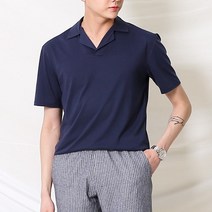 단군 남성용 오픈카라넥 반팔 티셔츠 DGT180