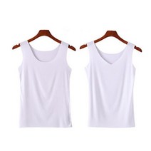 더시럽 여성용 라운드 소프트 슬림 심리스 모달 민소매 2종 세트 U넥 + V넥