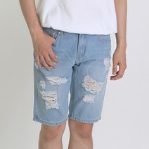 옷그림 남성용 데미지 포인트워싱 여름 데님 반바지 DV68