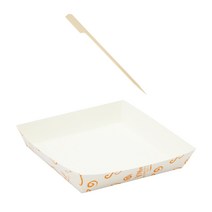 종이트레이 17.5 x 5.5 cm 주황 GR-8 500p + 손잡이 나무꼬지 대 500p 세트, 1세트