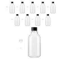 병도매닷컴 ARB300 투명 페트병 300ml + 검정캡 + 병라벨 스티커 N4S, 10세트