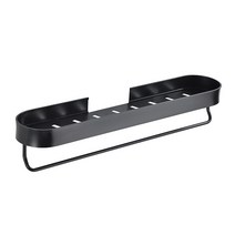 모나코올리브 메탈라인 라운딩 멀티선반 타월바형 40cm + 실란트픽스, 블랙, 1세트