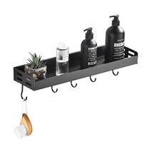 모나코올리브 메탈라인 5후크 다용도선반 40cm + 실란트픽스, 블랙, 1세트