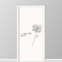 유니크만능시트벽지 붙혔다 떼었다 가능 현관문 시트 2p, 튤립실루엣 화이트