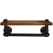 인파이프 파이프원목 벽선반 행거 BSH160, 다크그레이 + 고무나무