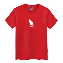 진마니아 남녀공용 빅사이즈 흰고양이 라운드 반팔 티셔츠 TS-086