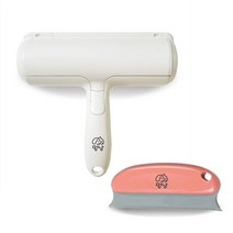 멍냥 반려동물 털 제거 반영구 돌돌이 19cm + 브러쉬, 레드(돌돌이), 레드(브러쉬), 1세트