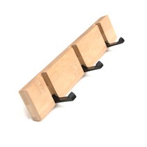 원목 접이식 벽걸이 후크 3훅 30cm, 우드, 1개