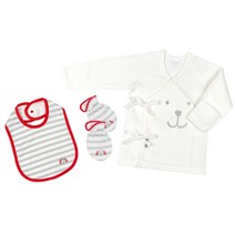 동물원 해피도그 배냇저고리 + 손싸개 + 턱받이 세트