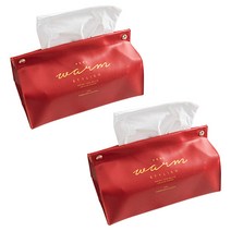 GUNU 모던디자인 심플 가죽 티슈커버 2p, 레드