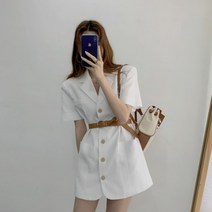 미텐 자켓ST 버튼 미니 원피스 + 벨트 세트