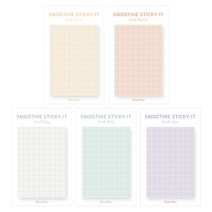 모노라이크 스무디 스티키 점착메모지 Grid 5종 x 50p, Grid Sand, Grid Peach, Grid Gray, Grid Mint, Grid Lilac, 1세트