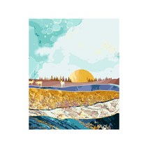 북유럽풍 미니멀 풍경화 그리기 DIY, 해님과 노루 A203