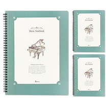 비팬시 4000 합지 음악 커팅라인 스프링 노트 A4, 민트, 3개