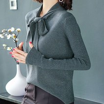 포플러앤씨 체빌 리본 블라우스