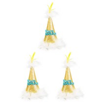 깃털 생일고깔머리띠, 골드, 3개