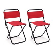 블럭마트 휴대용 심플 캠핑의자 세트, 레드, 2개