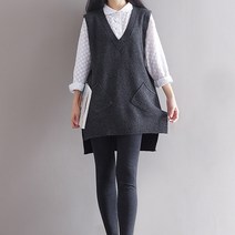 수맘 젤라 여성 롱 레이어드 브이넥 조끼