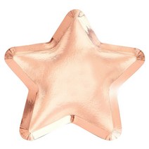 로즈골드 별 모양 크리스마스 일회용 종이 접시 지름 23cm, 8개입, 1개
