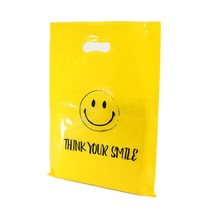 스마일 비닐쇼핑백 100p, 노랑 + 블랙