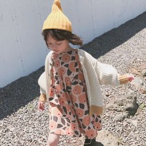 여아용 오렌지 무늬 원피스