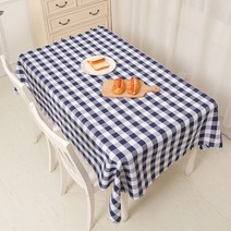 알럽홈 컬러체크 웨이브 직사각형 식탁보, 네이비, 140 x 180 cm