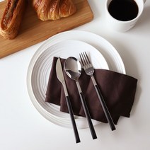 심플아이콘 클래식 디너 커트러리 3종 세트, 블랙, 스푼 + 포크 + 나이프