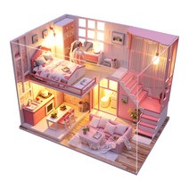 꼬미딜 DIY 미니어처하우스 중형 52 라이트 핑크타임 + 제작도구, 혼합색상