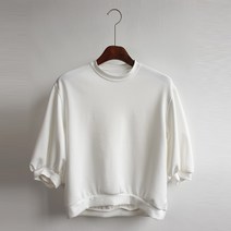 여성용 라운드 퍼프 셔링 티셔츠