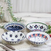 폴라브 오트밀 대접 4종 세트, 체리, 클로버, 데이지, 장미, 1세트