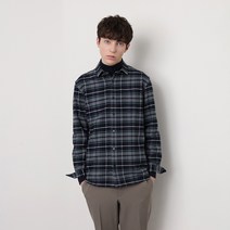 베이직하우스 남성용 코튼 플란넬 빅체크 기본카라 셔츠 HUWS7107