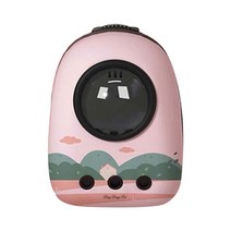 딩동펫 반려동물 우주홀 백팩 이동가방, 일러스트 핑크