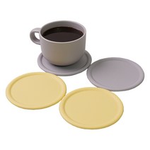 보울보울 볼볼 실리콘 코스터 2종 x 2세트, 애쉬그레이, 치즈옐로우