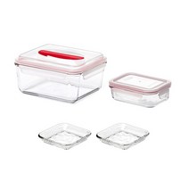 글라스락 핸디 올레드 김치통 2.7L + 400ml + 엣지 접시 2p, 1세트