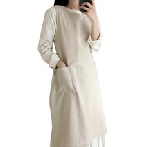 한스데이 NEW 린넨 트임 앞치마, 라이트베이지, 1개