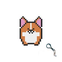 꼬마블럭 디폼 동물 + 고급 열쇠고리 랜덤발송 + 일대일 도안 DIY 패키지 10mm, 웰시코기