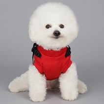바이담수미 강아지 겨울 하네스 패딩, 레드