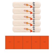 송월타월 옥행운자수 타올 130g 면사 5p + 케이스 5p, 베이지(수건), 랜덤발송(케이스), 1세트