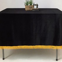 로고앤테이블 벨벳 U자형 수실 테이블보, 블랙, 370 x 160 cm