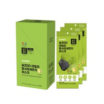 숨코 3D 데일리 황사방역용 마스크 대형플러스 KF80 블랙, 1매입, 30개