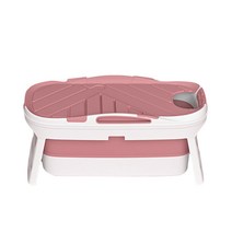 위드휴 프리미엄 접이식 욕조 + 커버 세트, 핑크 특대형, 1개