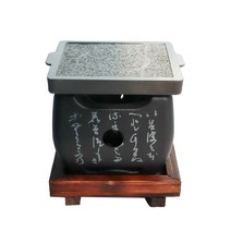 경도 가정용 정사각화로 150 + 돌판 중 세트, 15.5 x 15.5 x 1.6 cm, 1세트