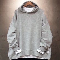 오버홀릭 남성용 박스 오버핏 패치 후드티