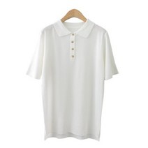 제니트 여성용 리딩카라 단추 반팔니트 N1210