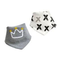 아기 고급 스카프빕 턱받이 2종 세트, 4 그레이왕관엑스, 1세트