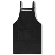 심플 무지 버클 데일리 작업복 방수 주방 앞치마, 블랙, 1개