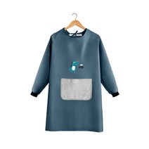 YOU&ME 모던 긴팔 방수 앞치마, 패턴 블루, 1개