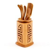 쌍복 전통 문양 대나무 차도세트, 브라운, 1세트